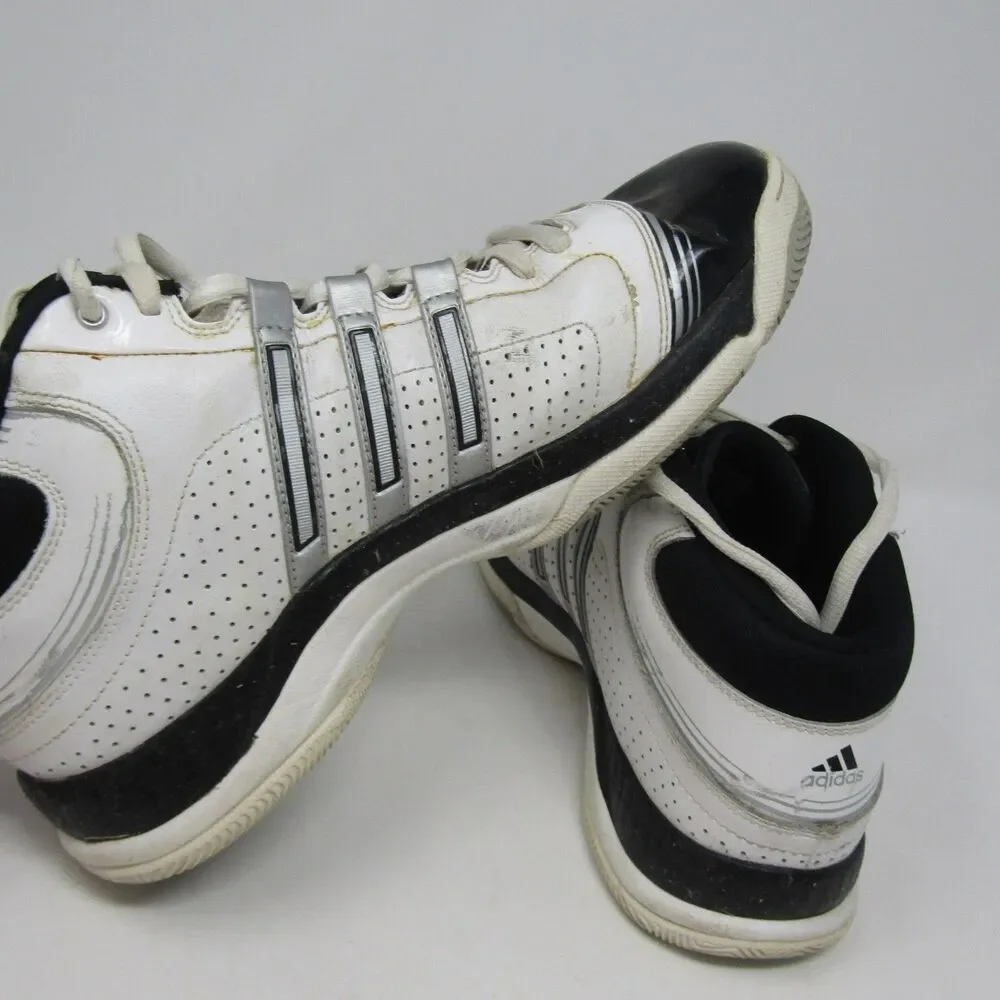Adidas Men's US 9.5 Athletic Shoes White Black Silver Lace Up Mid Top Basketball